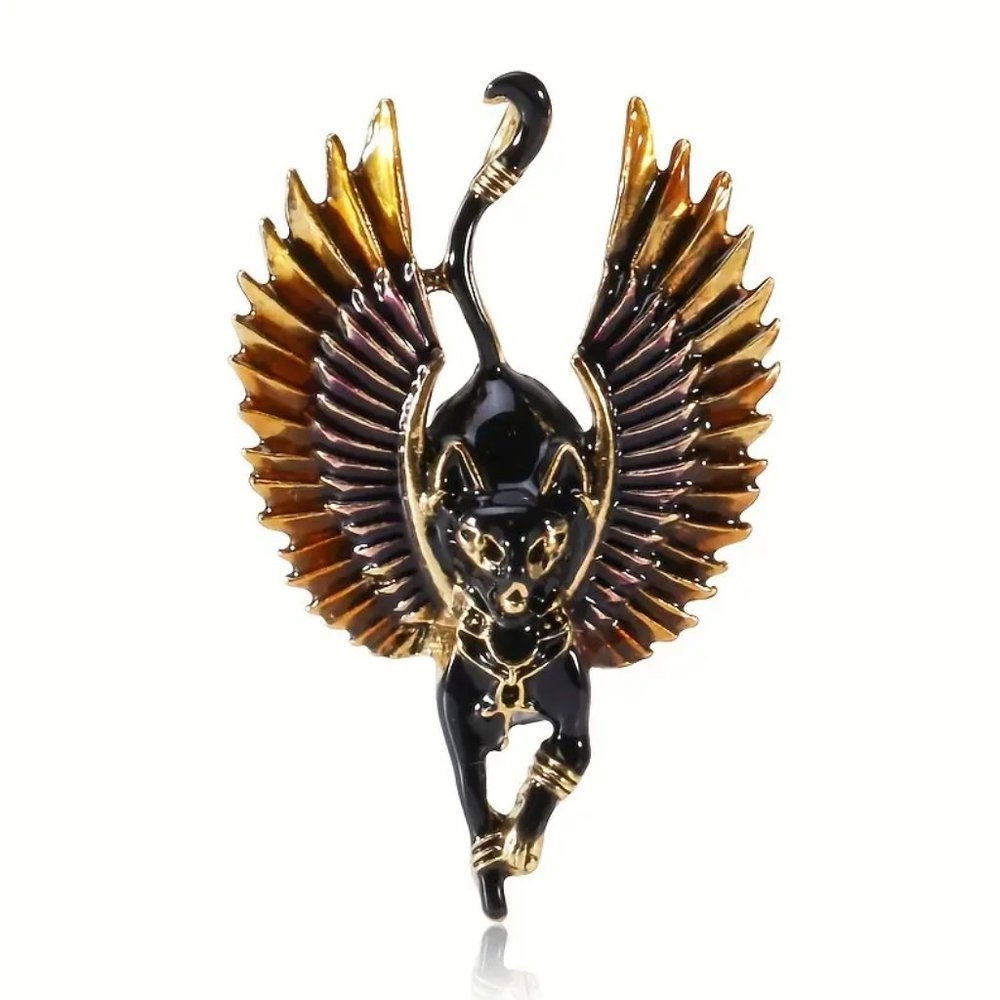 ✨ Winged Black Cat Pin